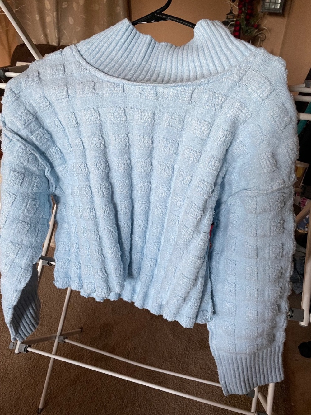 We The Free Chunky Cropped Light Blue Sweater